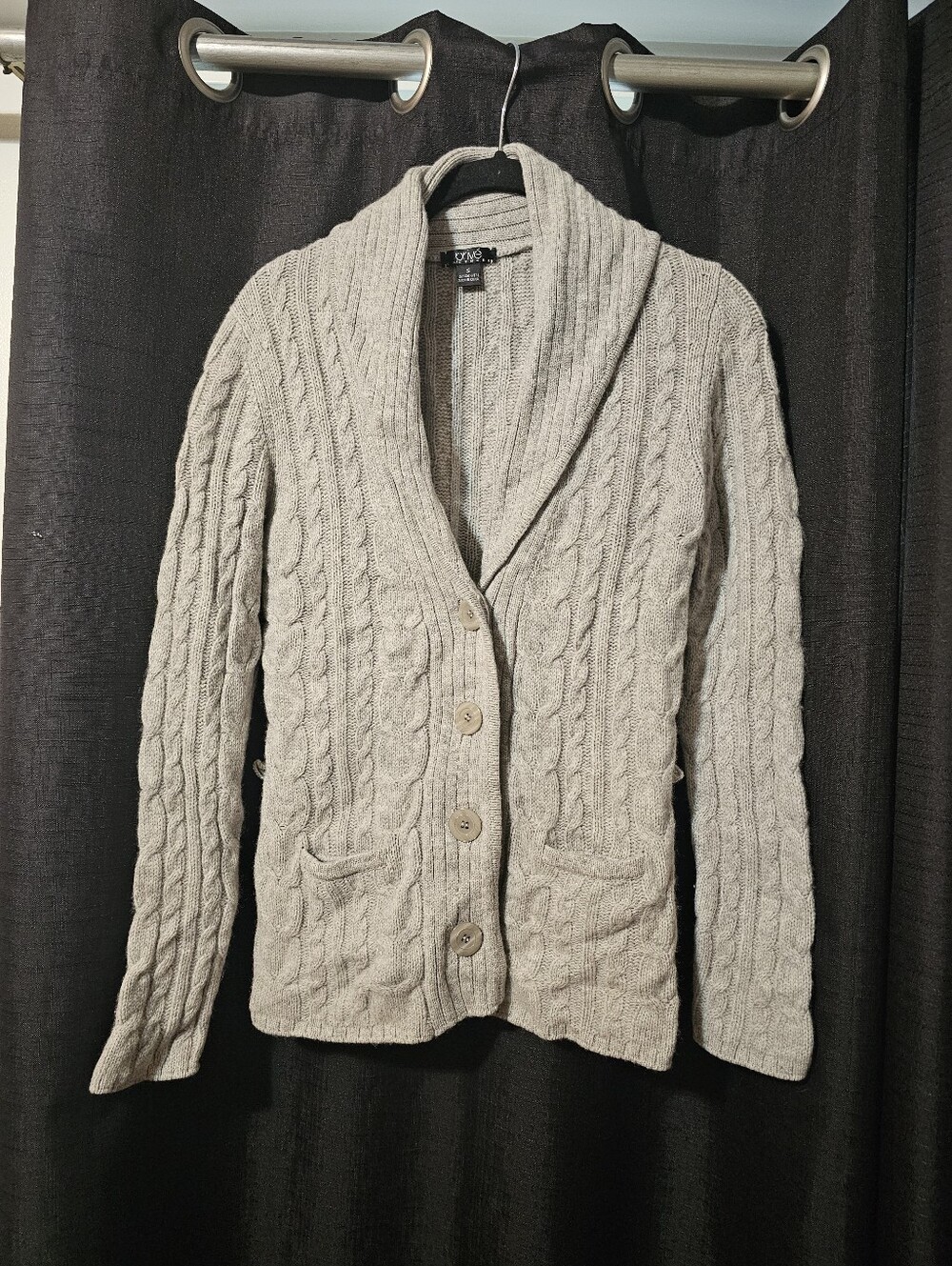 Prive Cable-Knit Shawl Collar 100% Cashmere Cardigan Small
